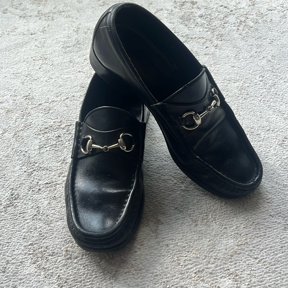 Gucci Loafers Men’s Size 8D Black Silver Horsebit
